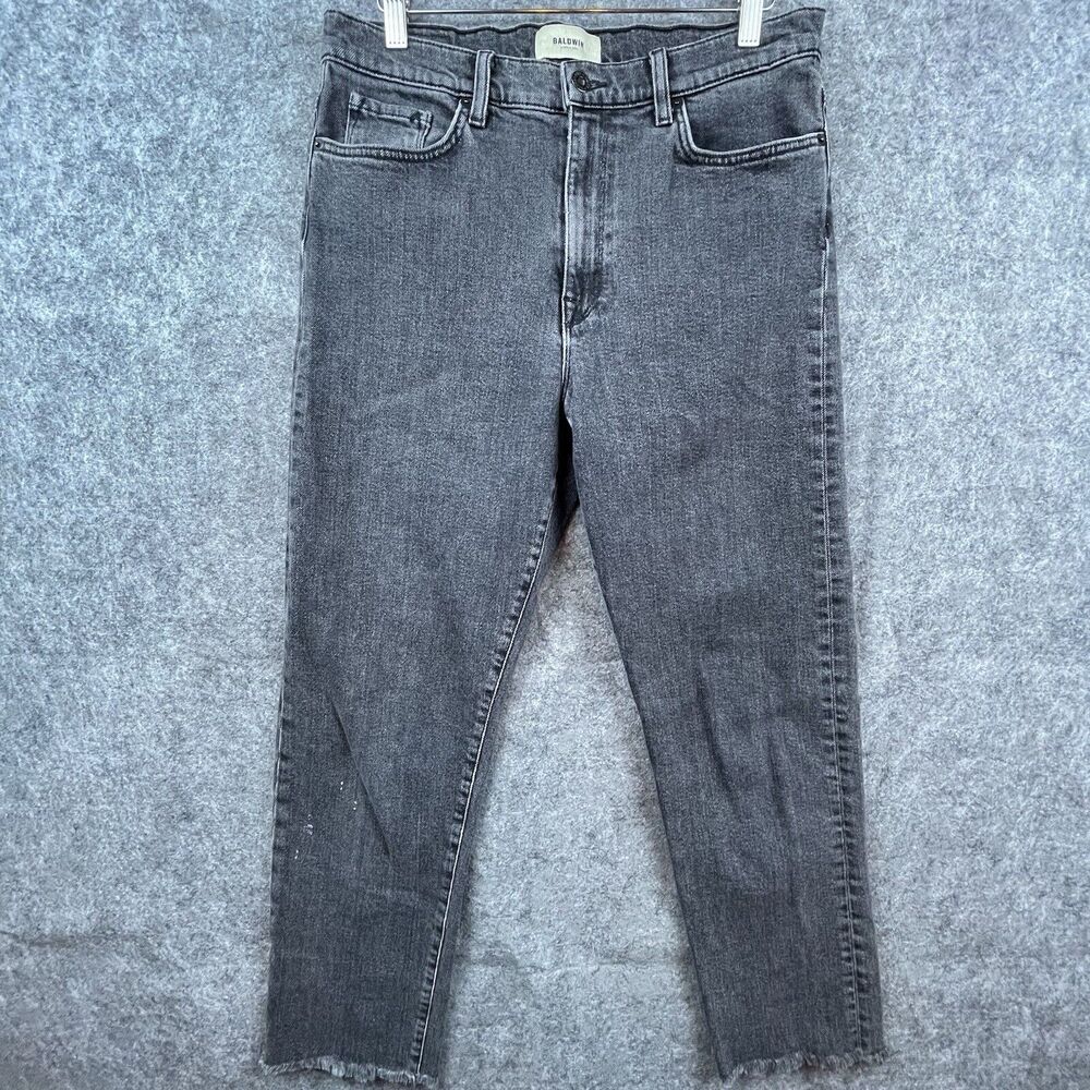 Baldwin Kansas City Jeans Womens 31 Black Lola High Rise Cropped Straight USA